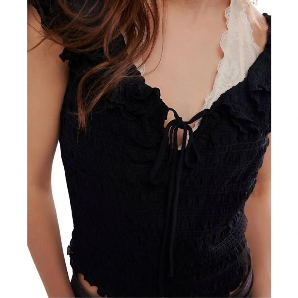 FREE PEOPLE WOMEN'S LOVE YOU MORE TEE M OB1999091 Black
